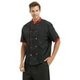 thumbnail image 5 of Toptie 2 Pack Unisex Short Sleeve Chef Coat Jacket, Black With Red / Black Red, 5 of 6
