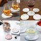 thumbnail image 5 of Posavasos de mármol para bebidas absorbentes con base de corcho, juego de posavasos de cerámica dorados, decoración rústica para el hogar, 5 of 5