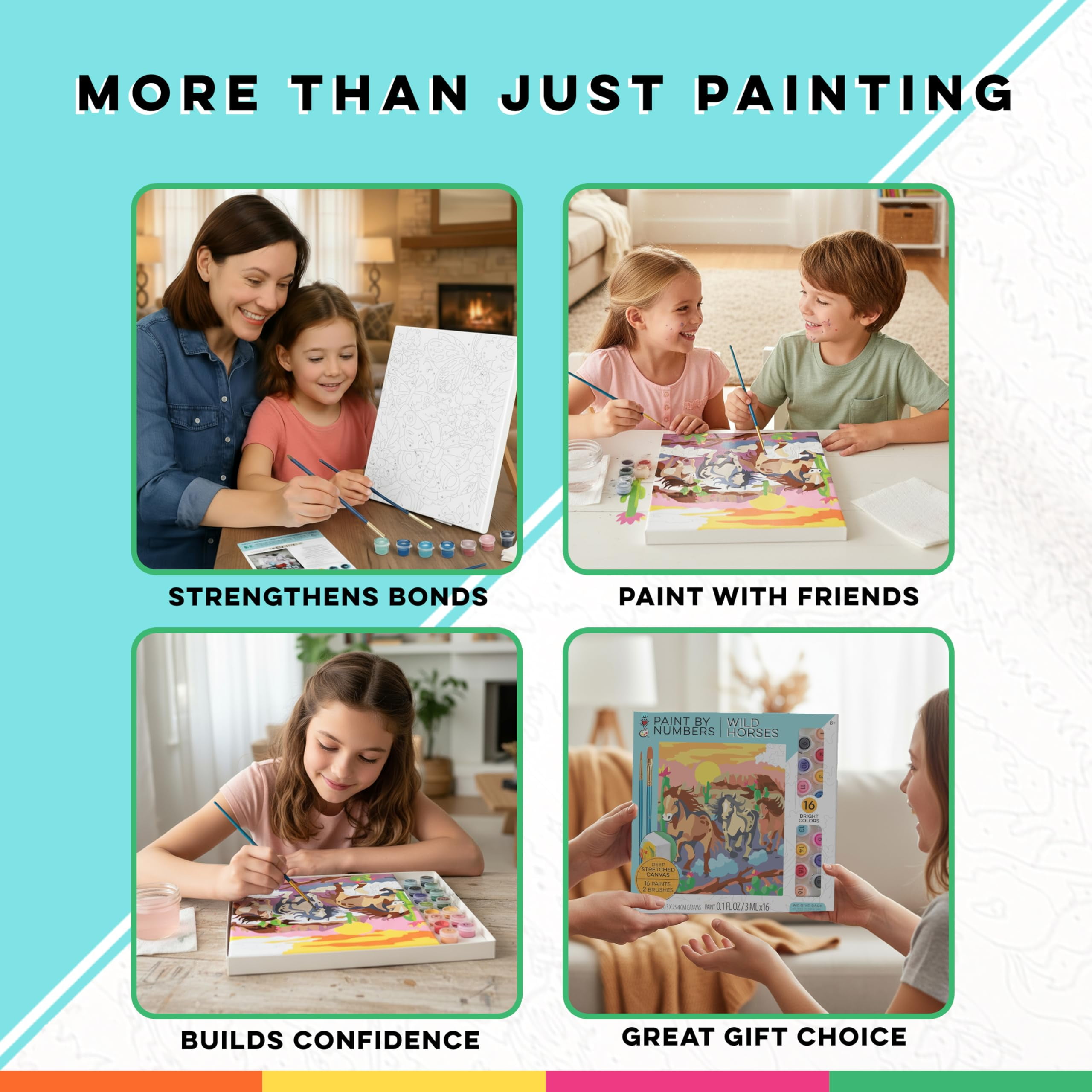 Bright Stripes iHeartArt Paint By Number Kit - Wild Horses