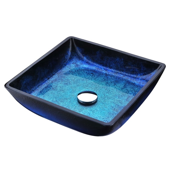 Anzzi S128 Kuku 15-1/8" Square Glass Vessel Bathroom Sink - Blue