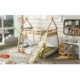 thumbnail image 4 of Tensun Twin over Queen House Bunk Bed: Low Frame with Climbing Net and Ramp for Boys, Girls, Teens - Ideal for Kids' Room, Dorms, Apartments - No Box Spring Needed - Easy to Assemble Natural, 4 of 5