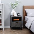 thumbnail image 2 of HOMCOM Nightstand with Drawer and Open Shelf, Side Table, Dark Grey, 2 of 10