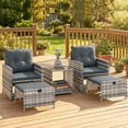 thumbnail image 2 of Outsunny 5 Piece Patio Furniture Set with Ottomans Cushions, Grey/Dark Grey, 2 of 10