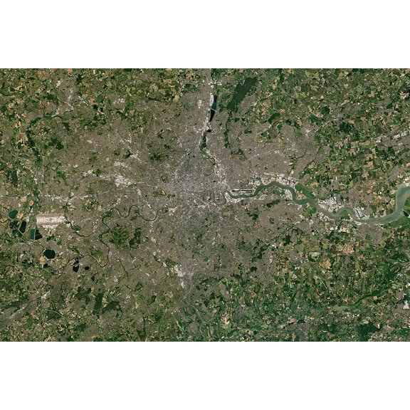 24x36 gallery poster, Satellite view of London in June 2018
