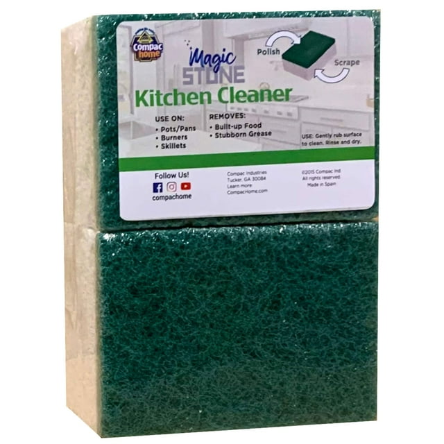 Compac Home Nettoyant de Cuisine Magic-Stone Pierre à Récurer à 2 Faces Élimine la Graisse, Lot de 2