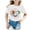 White*, variant on Girls T-Shirt Crew Neck Short Sleeve Cold Shoulder School Stationery Letter Print Daily Wear Navy