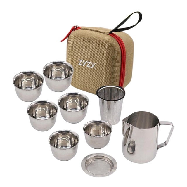 Utensilios de Acero Inoxidable Juego de Platos para Acampar Juego de Tazas, Cubiertos Y Cubiertos para Viajes de Mochilero, Campamentos Al Aire Libre, 6 piezas Baoblaze Vasos de viaje de vajilla