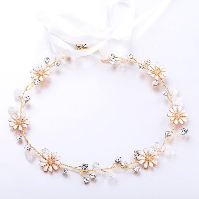 Diadema nupcial elegante diadema floral accesorios para el cabello con diamantes de imitación de vid postizos de boda corona de pelo vintage de cristal con hoja, adecuada para bodas, días festivos,