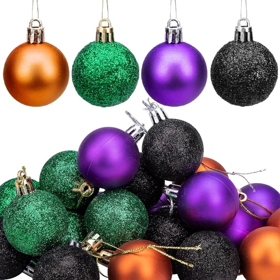 EBaokuup 24 Pcs Halloween Ball Ornaments, 1.6 Inch Shatterproof Hanging Balls