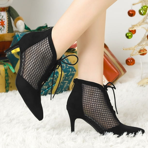 Lace up mesh clearance booties