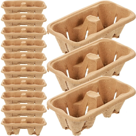 50 Pcs Pulp Fiber Cups Holder 2 Carrier Tray Coffee Coaster