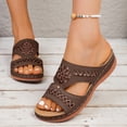 thumbnail image 2 of Dakaela Orthopedic Sandals Women Comfortable Dressy Summer Slip on Slides Arch Support Low Wedges Outdoor Beach Walking Shoes Coffee Size 6, 2 of 8