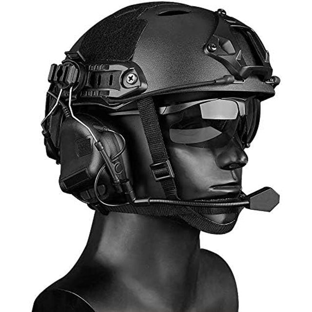 Tactical Helmet Headset Headphones Electronic Shooting Hearing Protection with Removable Microphone-Hd10