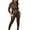 Brown, variant on KIHOUT Women's Hooded Long Sleeve Slim Zipper Sports Casual Suit