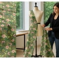 thumbnail image 5 of Soimoi Green Cotton Poplin Fabric Leaves & Ranunculus Floral Printed Craft Fabric by the Yard 56 Inch Wide, 5 of 7
