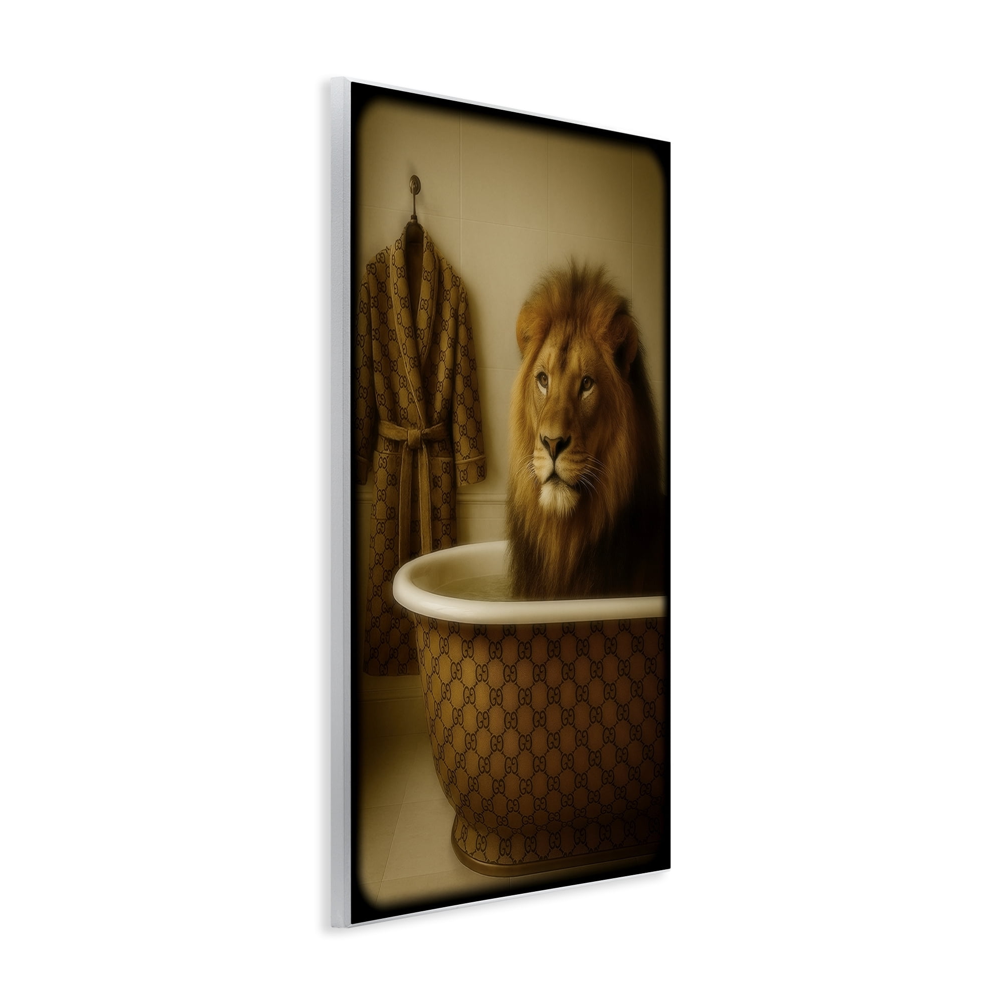 Stupell Industries Couture Lion in Luxury Tub Wall Plaque Art, design by Grotto Studios