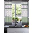 thumbnail image 2 of Green Stripes Abstract Sheer Curtains 54 Inch Length 2 Panels Set for Living Room/Bedroom, Geometric Spring Flowers Rustic Kitchen Curtains Grommet Semi-Sheer Curtains Window Treatments 42"x54"x2, 2 of 7