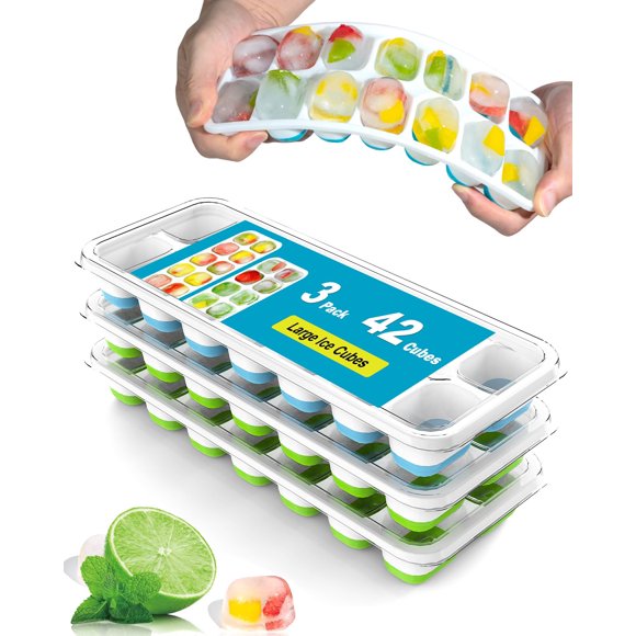 Bandejas para cubitos de hielo Dclobtop, 1,2 ml, paquete de 3 con tapa de silicona, sin BPA