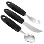 3 Pcs Elderly Adaptive Utensils Tremble Proof Silverware Forks Bevel Portable Stainless Steel Cutlery Tableware