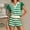 Green, variant on Women's Shorts Suits 2 Piece Striped Ruffle Short Sleeve Polo V Neck Shirts Outfits Lightweight Summer Casual Vacation Loose Sets