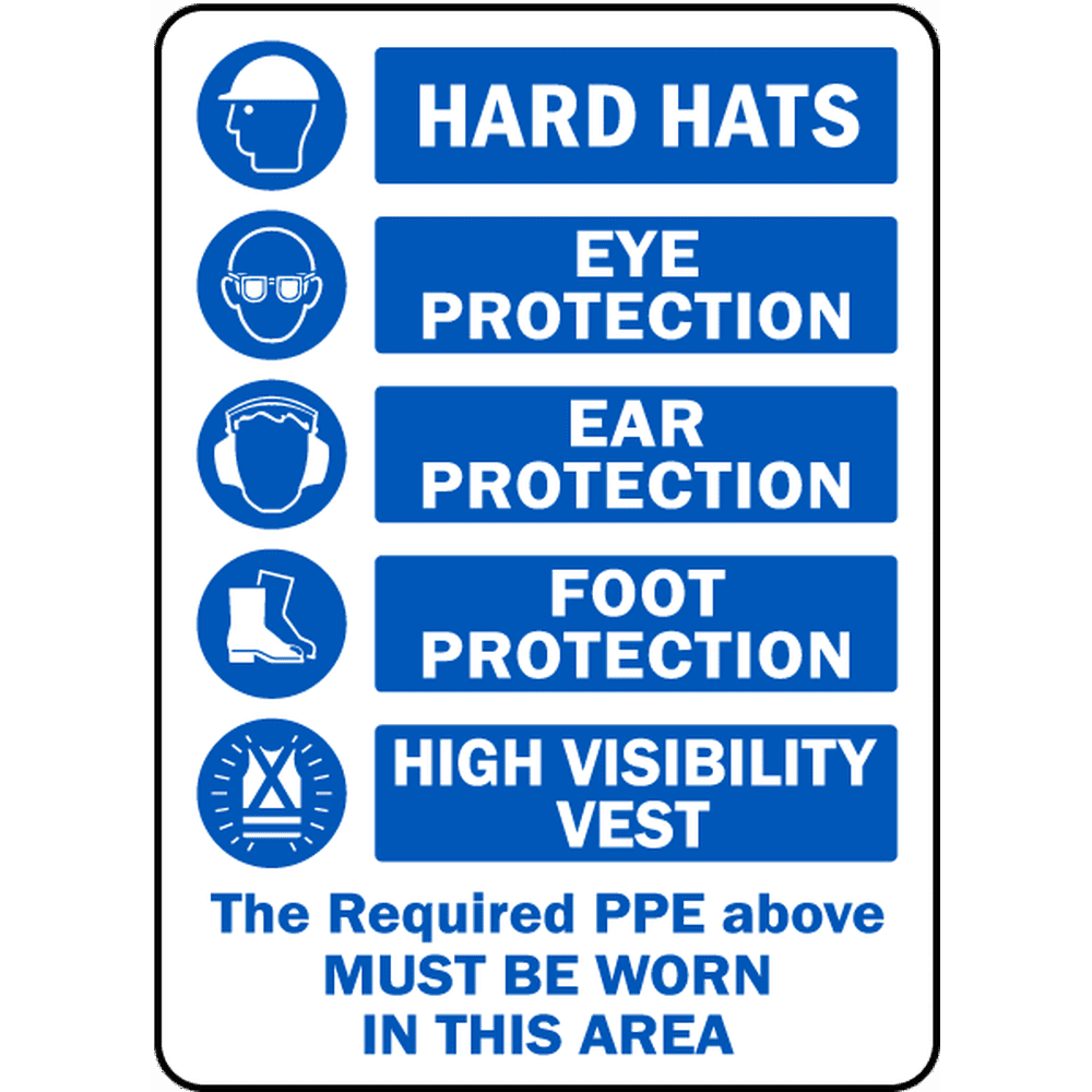 The Required PPE Must Be Worn Safety Notice Signs For Work Place Safety 10x7 Aluminum Sign