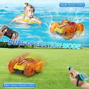 UUGEE Remote Control Cars, RC Car Boat Toys for Boys Kids, 2.4GHz 4WD Gesture 360° Rotating Drift Amphibious RC Stunt Car with LED Lights, Christmas Birthday Gifts for 8+ Year Old