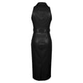 thumbnail image 4 of Gamivast Leather Dress for Women Sleeveless Lapel V-Neck Belted Faux Leather Midi Dress Bodycon High Slit Club Dress Party Night Out Date Night Edgy, 4 of 5