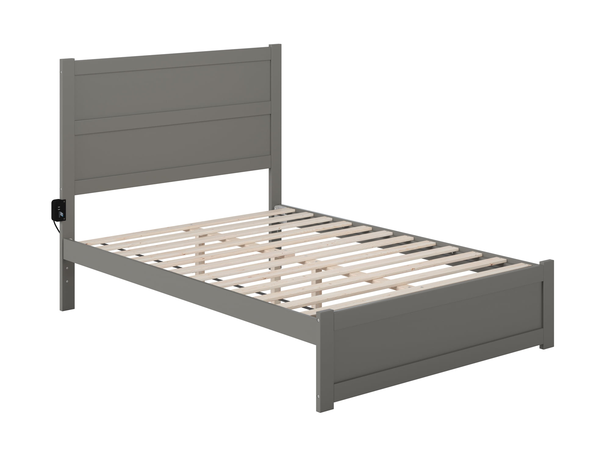 AFI NoHo 14" Full Wood Platform Bed with Modern Panel Headboard and Footboard, Grey