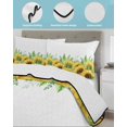 thumbnail image 4 of Quilts King Size Bedding Set, Summer Sunflowers Lightweight Quilted Comforter, Botanical Yellow Flowers Leaves Plants Soft Reversible Bedspread Coverlet with Pillow Covers for All Season, 96" x 106", 4 of 7
