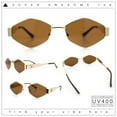 thumbnail image 2 of Retro Diamond Shape Hustler Metal Rim Gangster Sunglasses Gold - Brown, 2 of 8