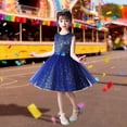 thumbnail image 2 of Gelikeya Flower Girl Dress 3-14Y Girls Wedding Peach Dress Star Sequins Teen Bride Party Dresses with Mesh Layerd Tutu Skirt Dark Blue & 4-5 Years, 2 of 5