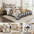thumbnail image 6 of Quilts Twin Size Bedding Set, Christmas Elk Lightweight Quilted Comforter, Xmas Ball Botanical Black Checked Wooden Soft Reversible Bedspread Coverlet with Pillow Covers for All Season, 68" x 86", 6 of 9