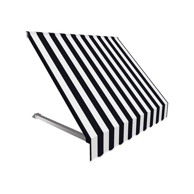 Awntech ER23-US-3KW 3,38 Pi. Auvent Rétro pour Fenêtre et Entrée Dallas, Noir et Blanc - 24 x 36 Po.