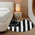 thumbnail image 3 of Independence Day Round Living Room Rugs 8 ft, Watercolor U. S. Flag Metal Star Black White Stripes Large Area Rug with Non-Slip Sturdy Edge Binding Round Carpet for Dining Room Kitchen Office, 3 of 9