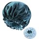 thumbnail image 3 of Gorro de satén, gorro de seda, gorro para dormir, gorro de satén para el pelo, gorro de seda para mujer, gorro de pelo natural, agujero de 38 cm, azul, 3 of 4