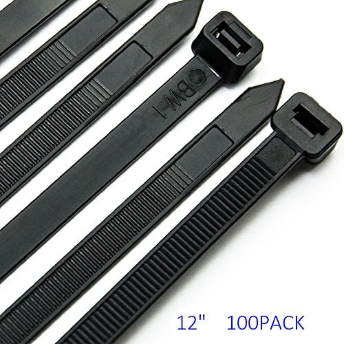 120 Pounds 100 Piece 14" Long Black UV Cable Zip Ties TY Wraps Made in USA for sale online 