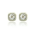 thumbnail image 2 of Halo Square Cushion Diamond Gold Flash Sterling Silver Stud Earrings, JK-I3, 2 of 3