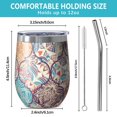 thumbnail image 5 of 12oz Stemless Wine Tumblers Multicolor Ethnic Geometric Pattern Vacuum Insulated Stainless Steel Travel Tumbler Cups Mug with Lid and Straw for Champaign,Cocktail,Beer with Cleaning Brush, 5 of 5