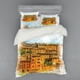 thumbnail image 2 of Ambesonne Retro Bedding Set 3 Pcs, Historic Italian Town, Twin, Orange White, 2 of 3