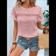 thumbnail image 5 of Blusas Bohemias de Punto con Cuello Redondo, Corta, Bordadas, con Encaje y Aberturas para Mujer Rosa XL, 5 of 9