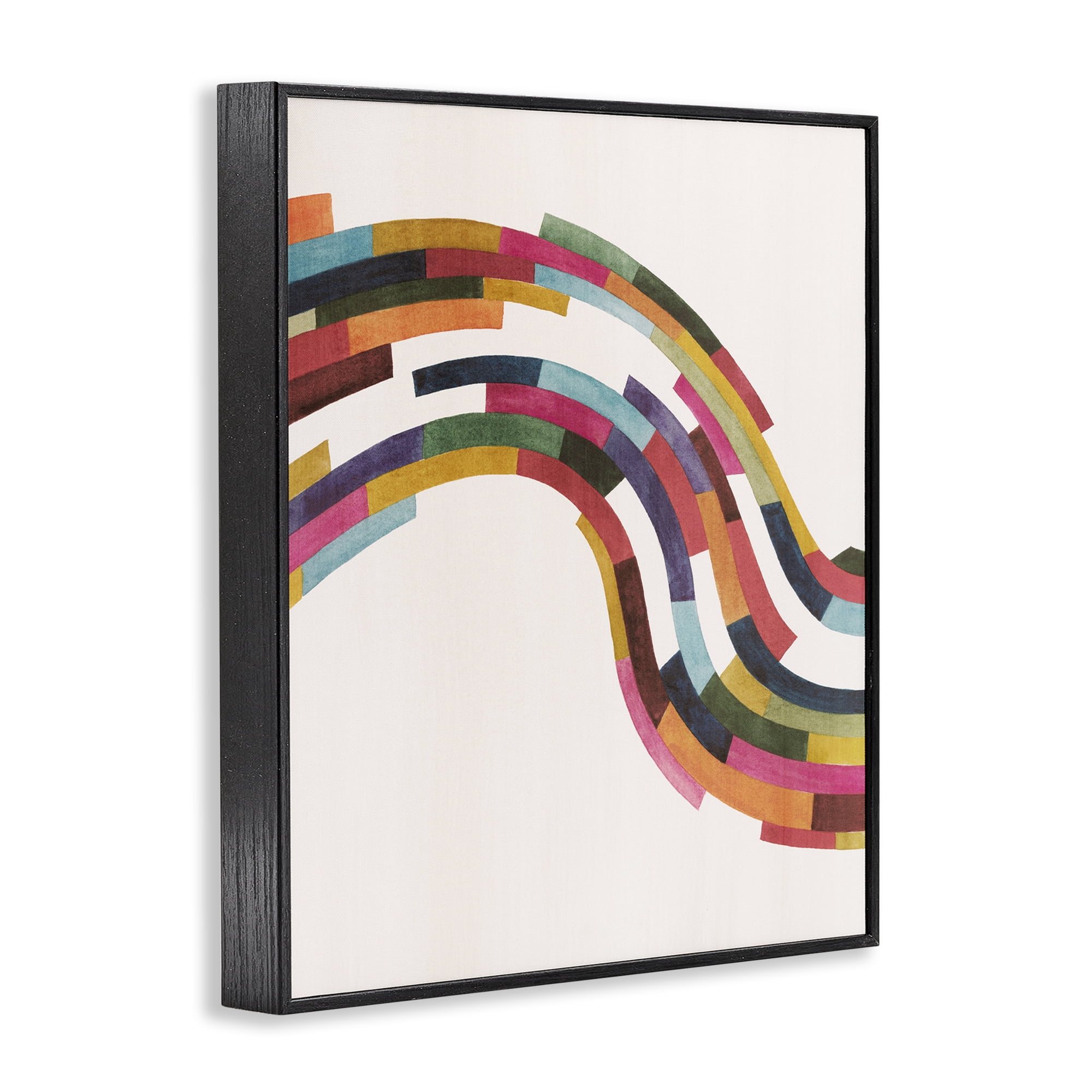 Stupell Industries Modern Geometric Wave Design Abstract Painting Black Framed Art Print Wall Art, 16 x 20