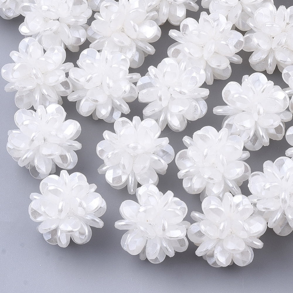 50 pc Handmade Plastic Imitation Pearl Woven Beads Ball Cluster Beads for Name Bracelets Jewelry Making White 16~17mm Material: Plastic