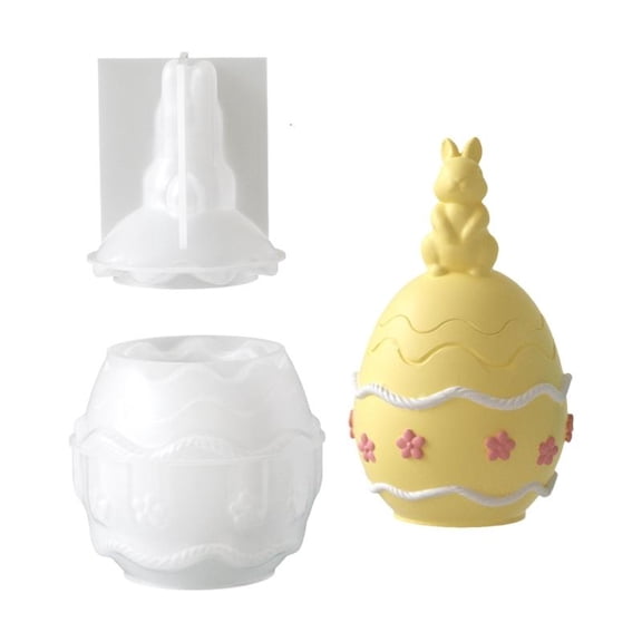 CEORPER Rabbit Eggs Shape Silicone Mold Storage Box Moulds for Candle Cups Making