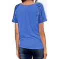 thumbnail image 2 of Fangasis Women Summer Tops V Neck T-shirt Short Sleeve T Shirt Ladies Bohemian Tee Casual Holiday Tunic Blouse Deep Blue 2XL, 2 of 3