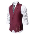thumbnail image 4 of ZCFZJW Men's Suit Vest Formal Wedding Slim Fit Single-Breasted Sleeveless V-Neck Have Pockets Solid Dress Wedding Waistcoat Prom Tuxedo #09-Wine XL, 4 of 9