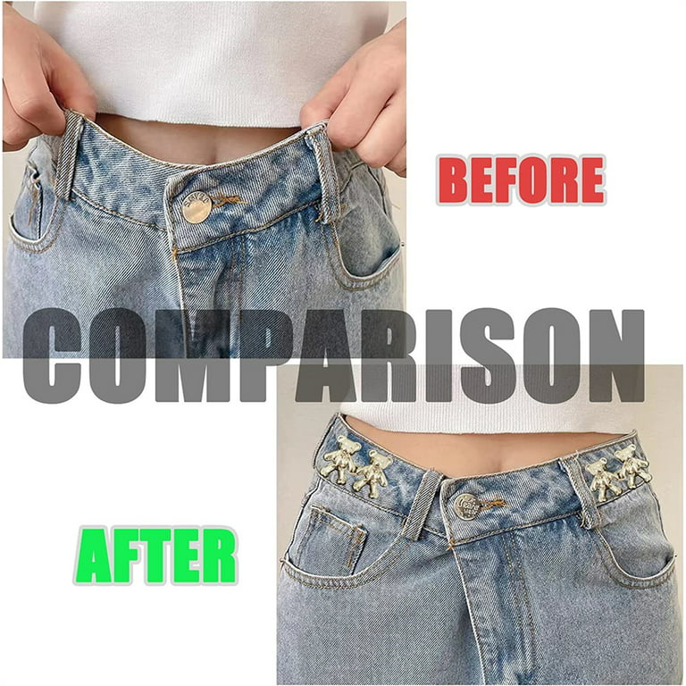 Cobee Pant Waist Tightener, 10 Sets Waist Buckle Clips No Sewing Jean  Button Pins Tighten Buttons for Jeans Pants Waist 5 Styles(Black)