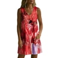 thumbnail image 6 of QUNYINEY A Line Sun Dresses for Women 2026 Beach Tie Dye Sleeveless Mini Tank Dress Vacation Casual Loose Fit V Neck with Pockets Dresses, 6 of 7