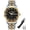 Gold Silver Strap with Black Dial, variant on Watch for Men Business Stainless Dress Fashion Waterproof Luxury Analog Simple Day Date Fathers Silver Gold Wrist Watches