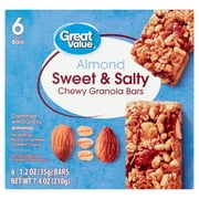 Great Value Sweet & Salty Chewy Almond Granola Bars, 1.23 oz, 6 Count