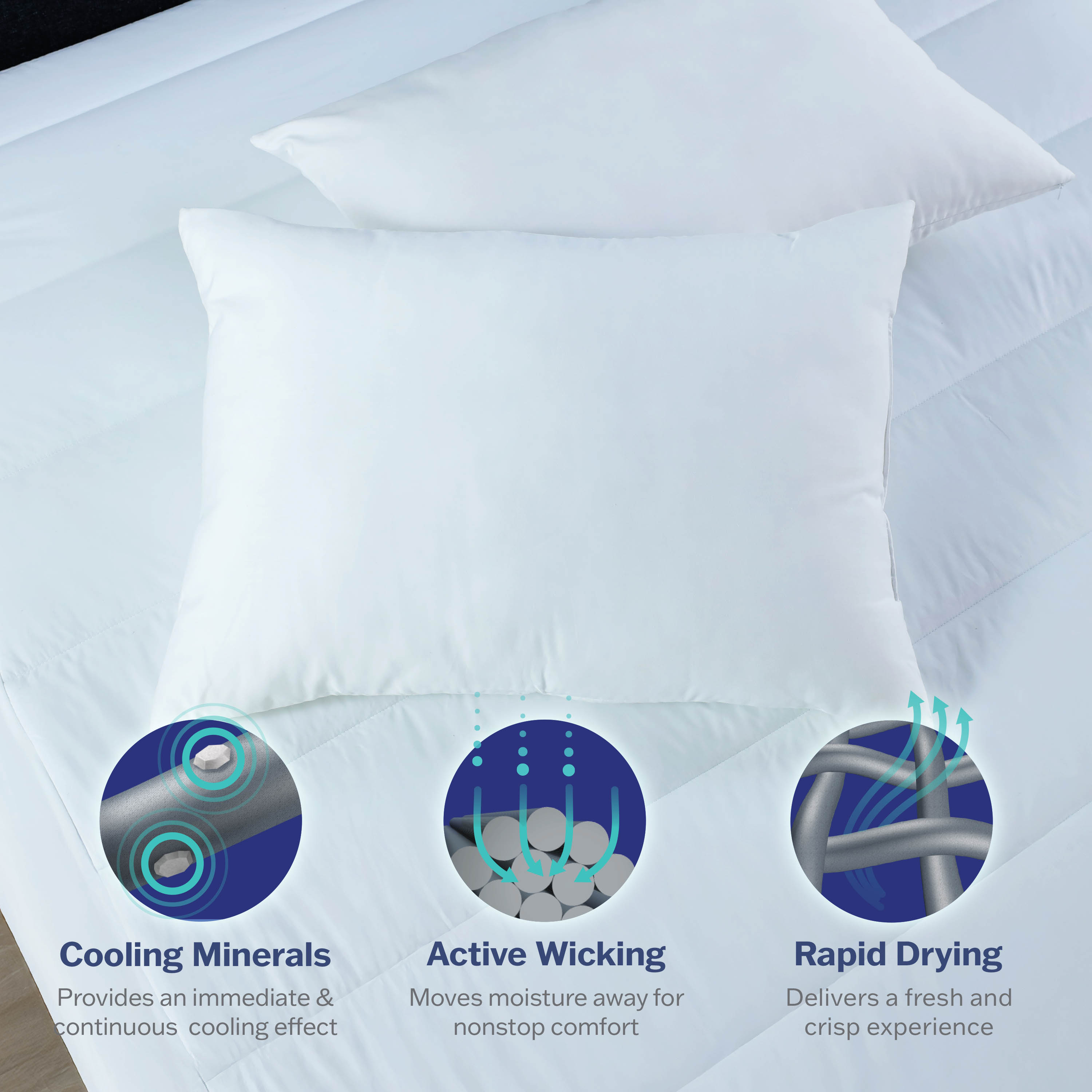 Martex brrr° Standard Down-Alt Pillow | Cooling Soft Adjustable Support | White